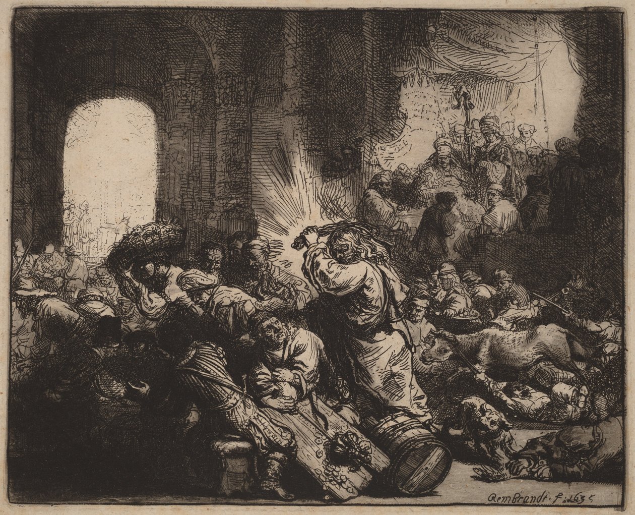 Kristus vyhání směnárníky z chrámu od Rembrandt van Rijn