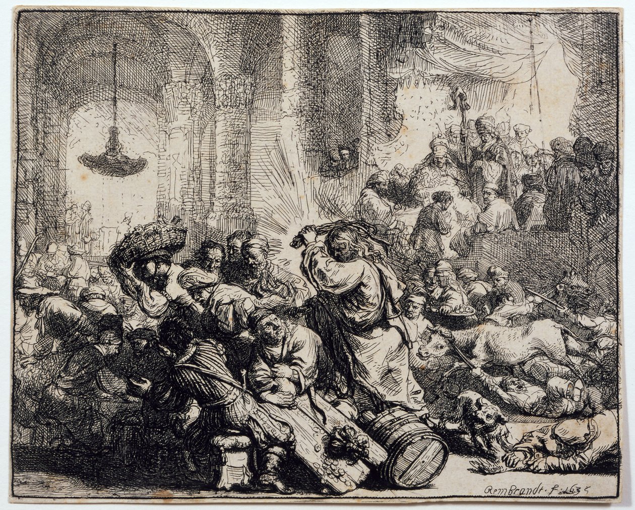 Kristus vyhání směnárníky z chrámu od Rembrandt van Rijn