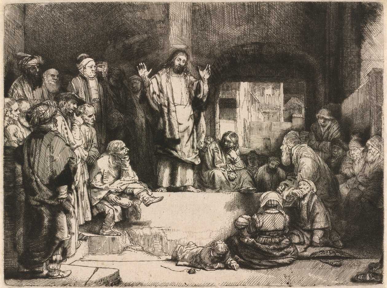 Christ Preaching (Malý hrob) od Rembrandt van Rijn