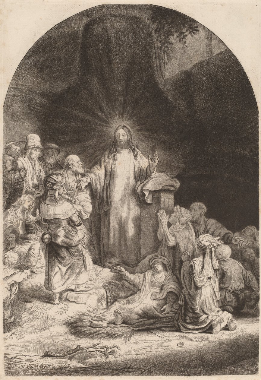 Fragment Krista kázání a uzdravení z tisku sta guldenů, c. 1649. od Rembrandt van Rijn