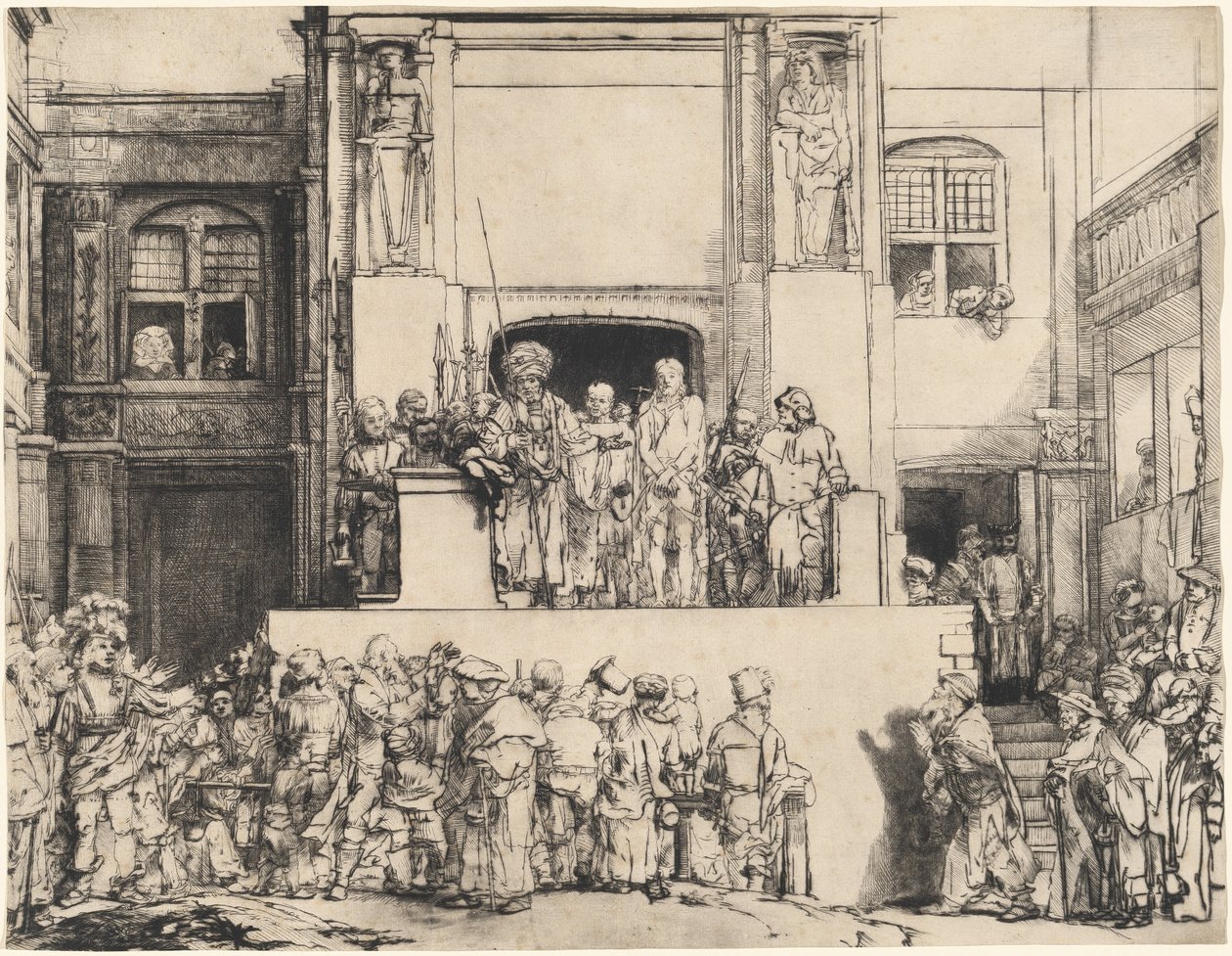 Kristus představený lidu: Podlouhlý talíř od Rembrandt van Rijn
