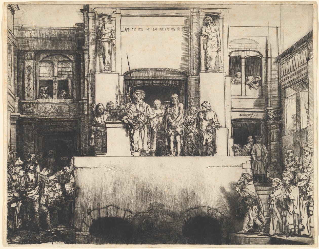 Kristus představený lidu: Podlouhlý talíř od Rembrandt van Rijn