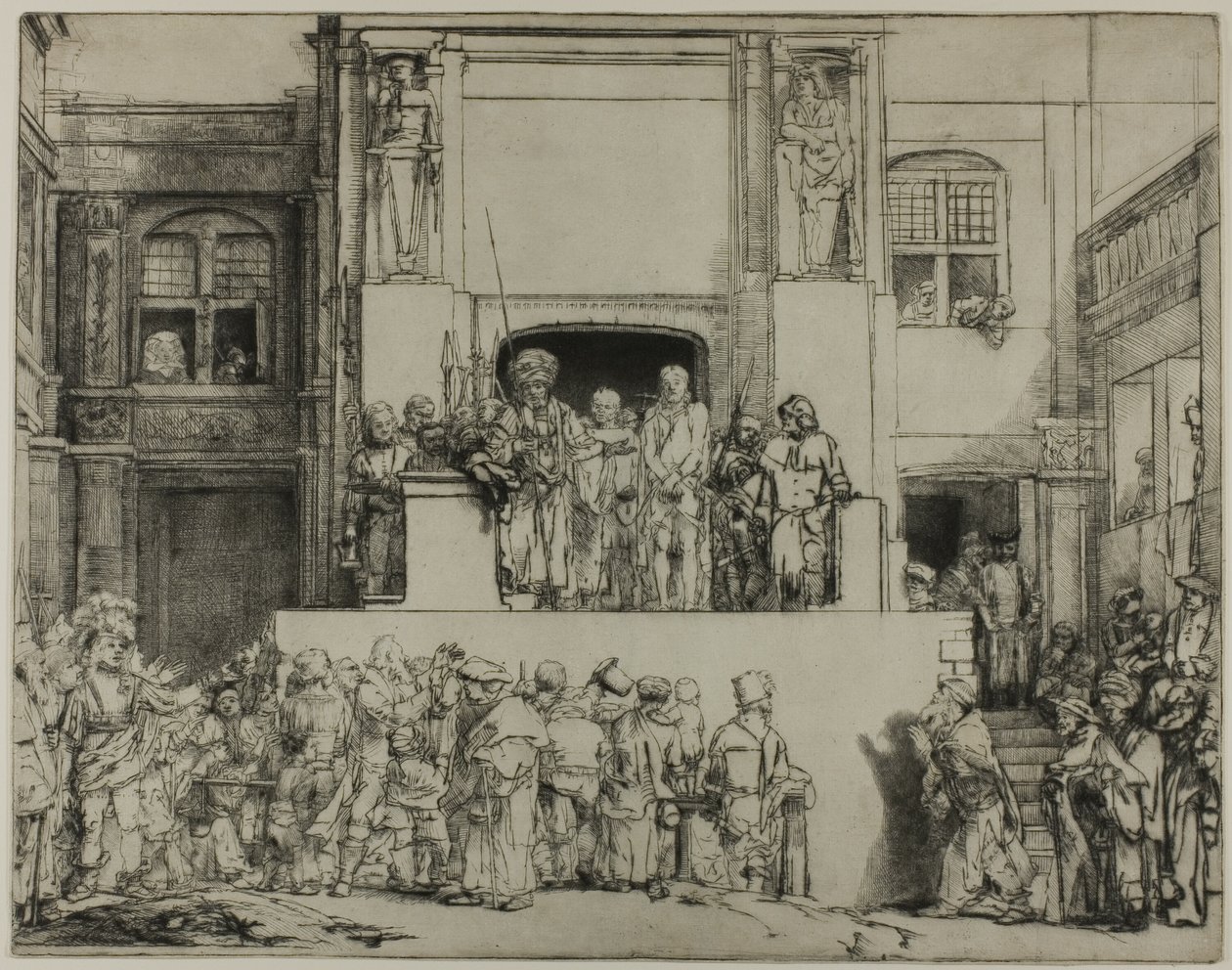 Kristus představený lidu: Podlouhlý talíř od Rembrandt van Rijn
