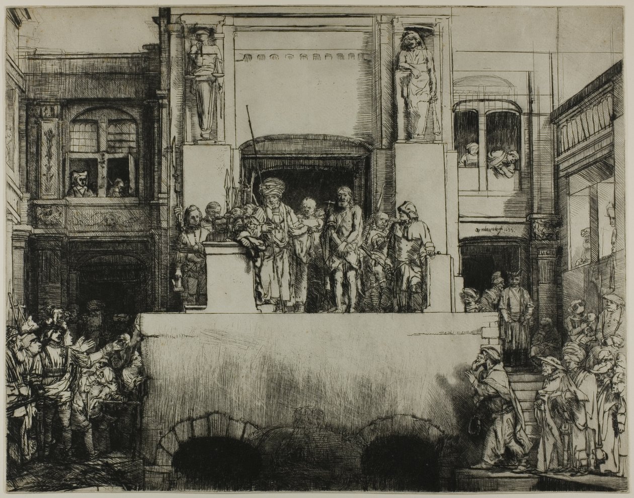 Kristus představený lidu: Podlouhlý talíř od Rembrandt van Rijn