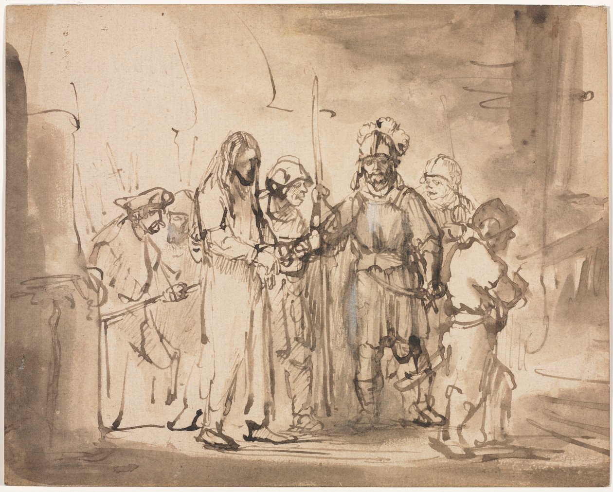 Kristus vzat před Kaifášem, c. 1641-1642. od Rembrandt van Rijn