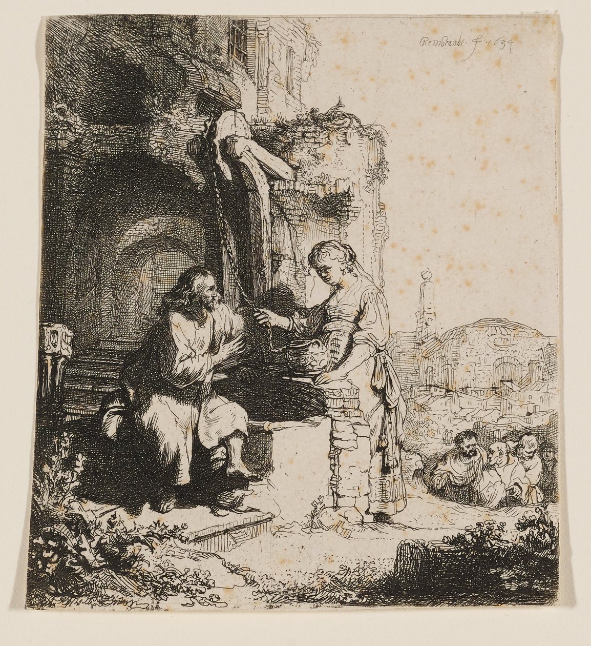 Kristus a žena ze Samaří: Mezi ruinami od Rembrandt van Rijn