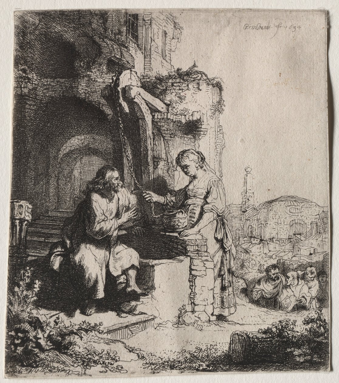 Kristus a žena Samaří mezi ruinami, 1634. od Rembrandt van Rijn