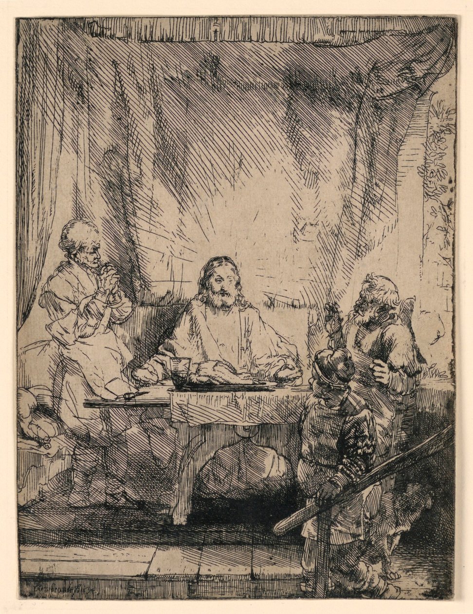 Kristus v Emauzích: Větší talíř od Rembrandt van Rijn