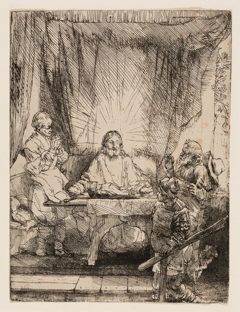 Kristus v Emauzích: Větší talíř od Rembrandt van Rijn