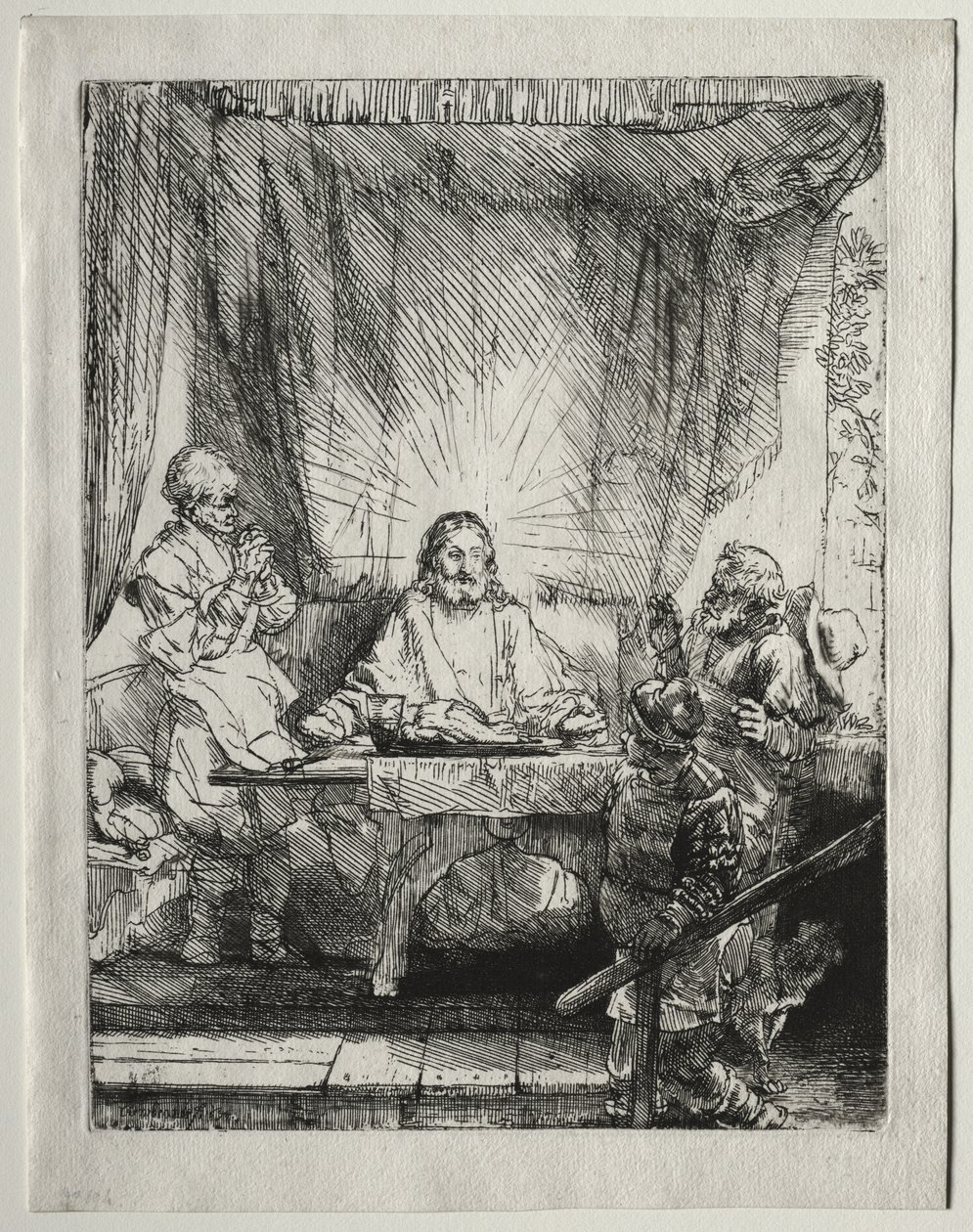 Kristus v Emauzích: Větší obraz od Rembrandt van Rijn