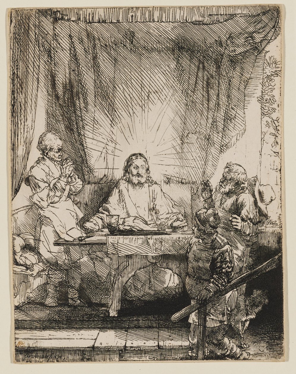 Kristus v Emauzích: Větší obraz od Rembrandt van Rijn