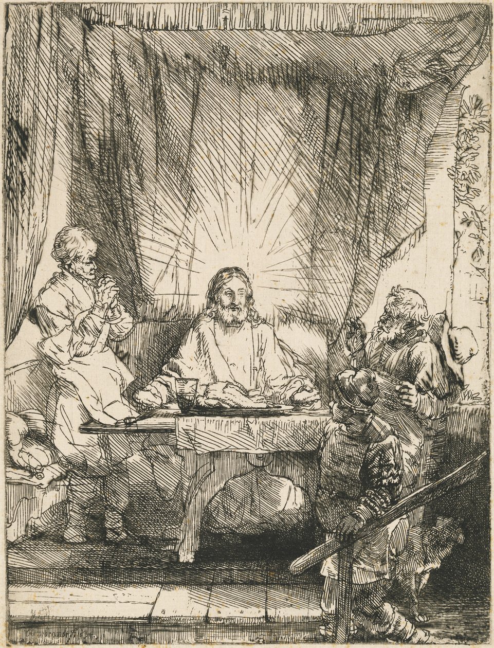 Kristus v Emauzích: Větší deska od Rembrandt van Rijn