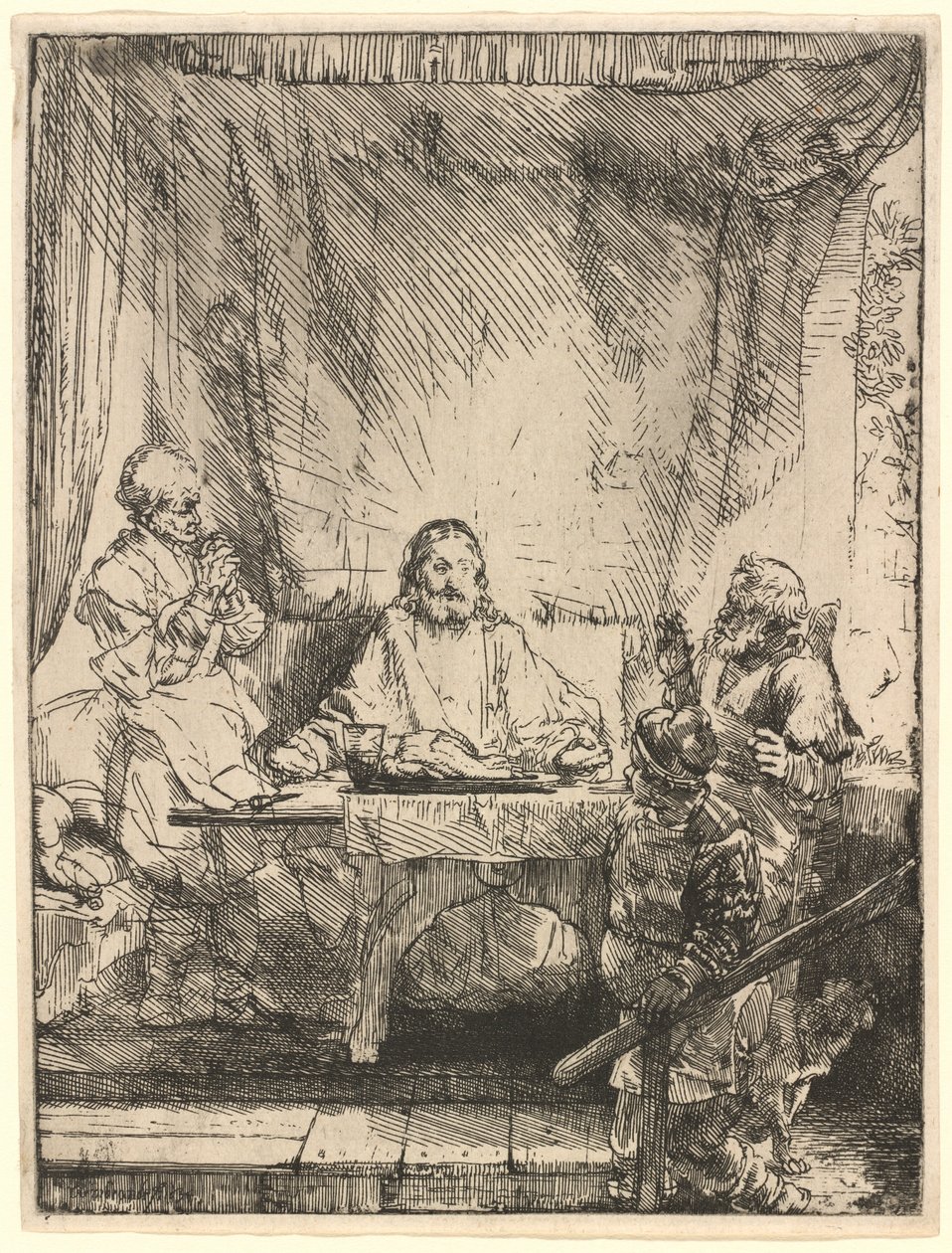 Kristus v Emauzích: Větší deska od Rembrandt van Rijn