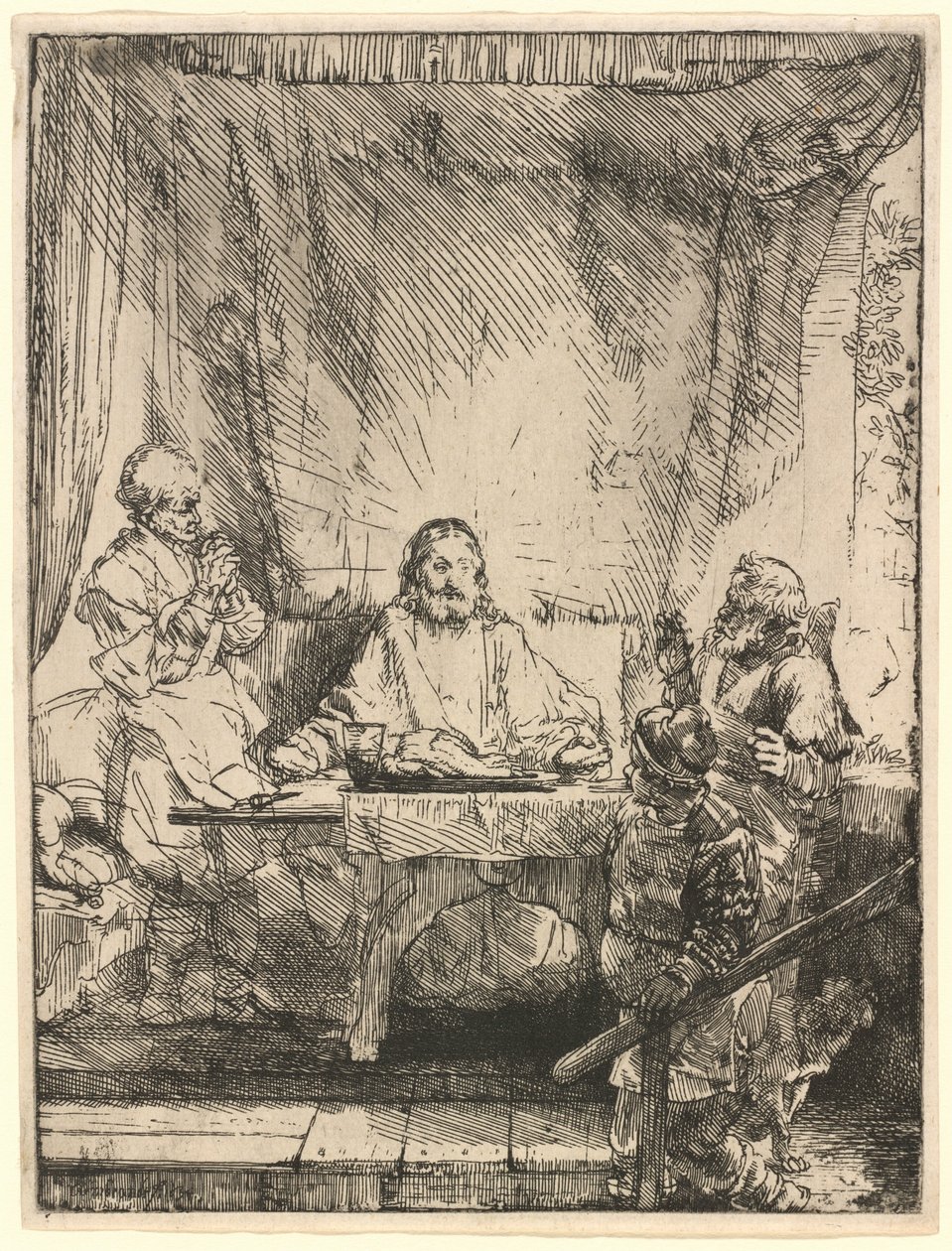 Kristus v Emauzích: větší obraz od Rembrandt van Rijn