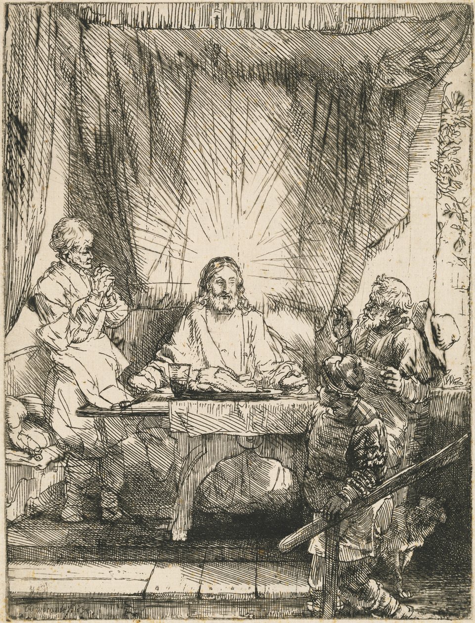 Kristus v Emauzích: větší obraz od Rembrandt van Rijn