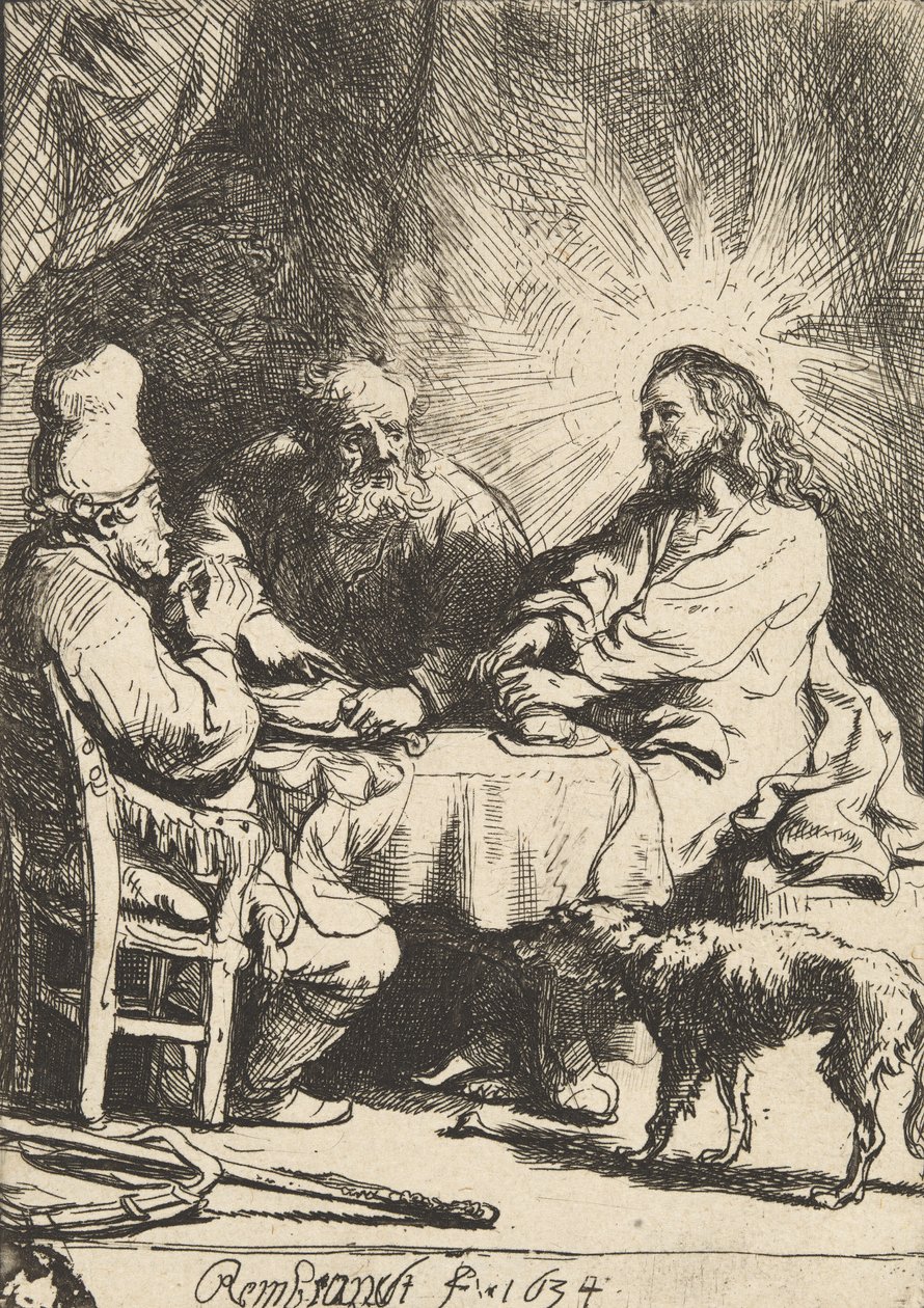 Kristus v Emauzích: Menší deska, 1634. od Rembrandt van Rijn