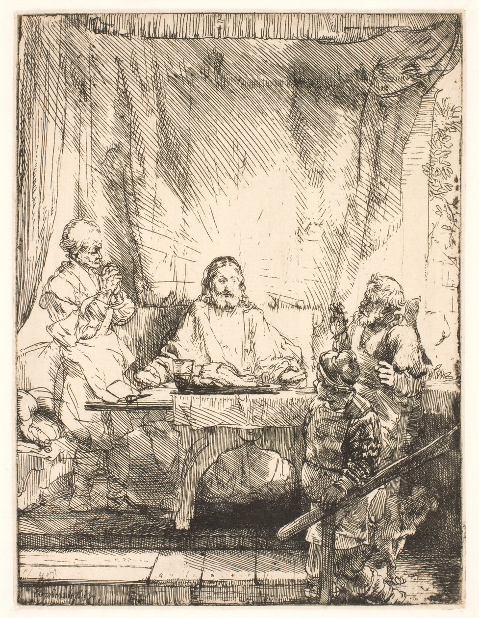 Kristus v Emauzích: větší talíř od Rembrandt van Rijn
