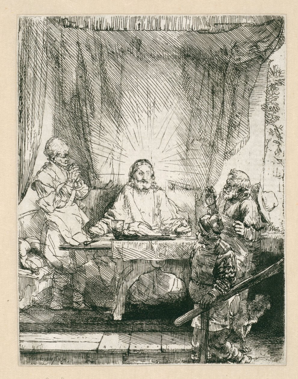 Kristus v Emauzích: větší talíř od Rembrandt van Rijn