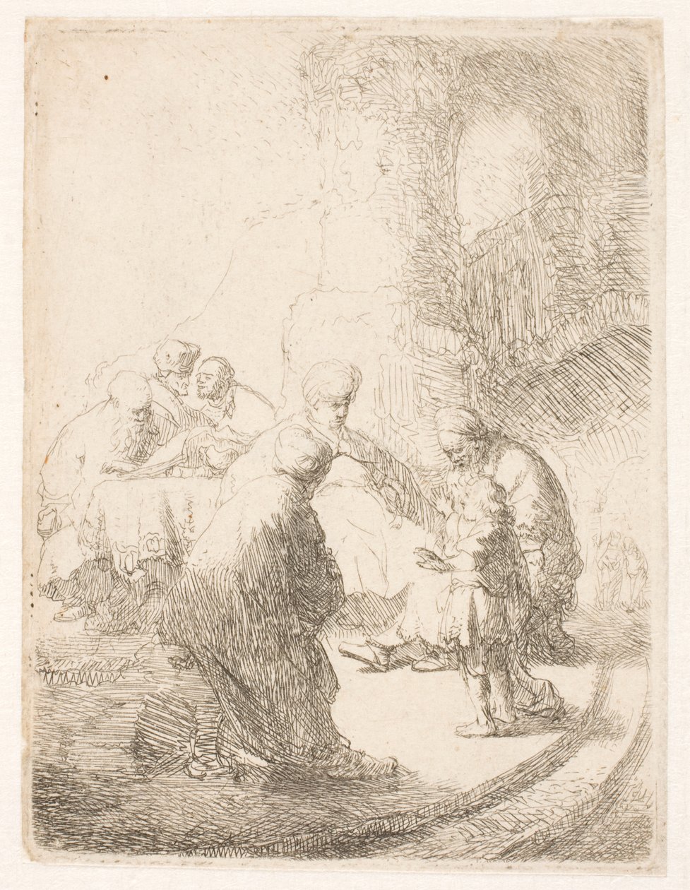Kristus diskutuje s učenými: malý obraz od Rembrandt van Rijn