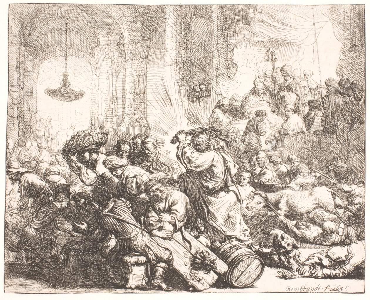 Kristus vyhání směnárníky z chrámu od Rembrandt van Rijn