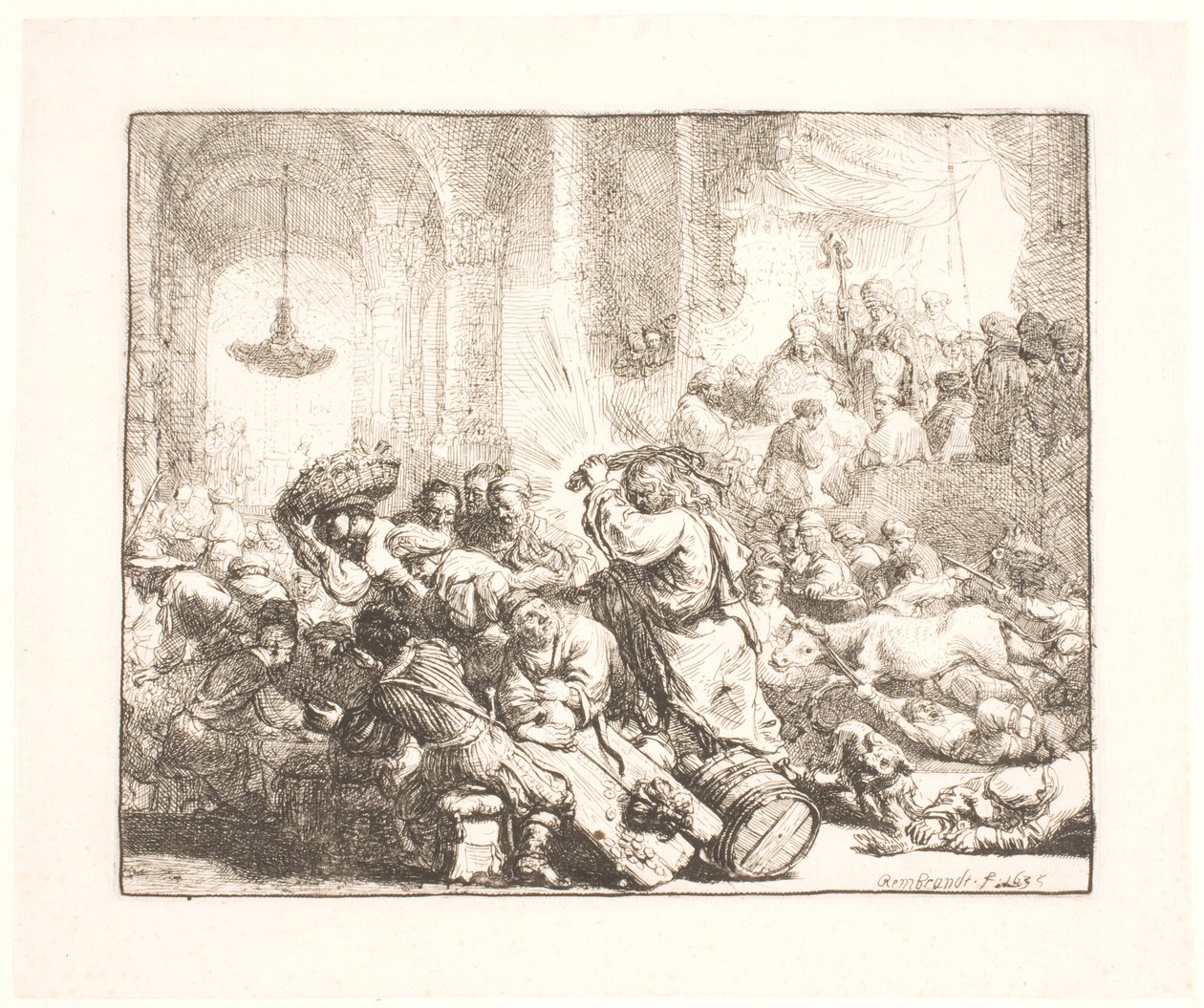 Kristus vyhání směnárníky z chrámu od Rembrandt van Rijn