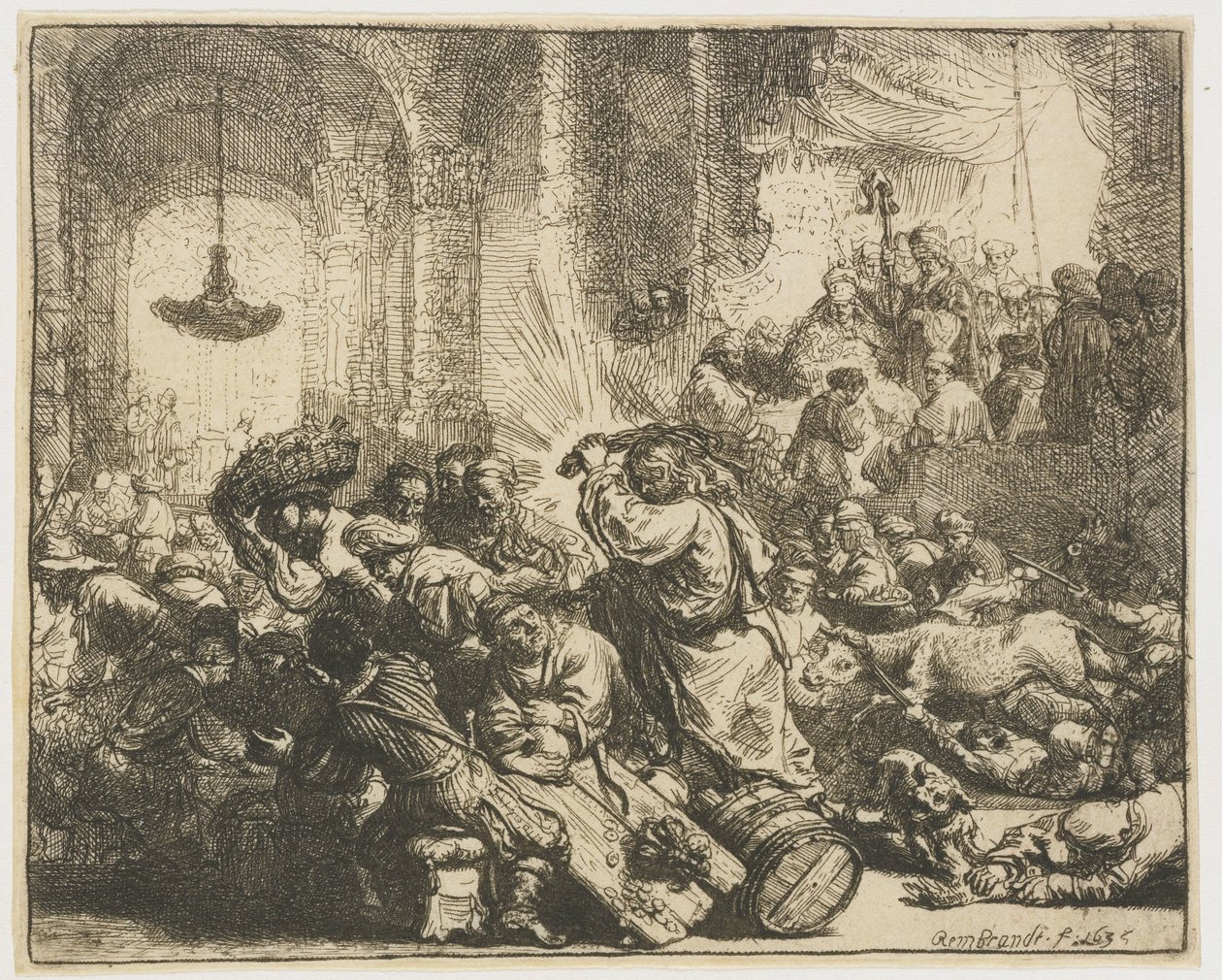 Kristus vyhání směnárníky z chrámu od Rembrandt van Rijn