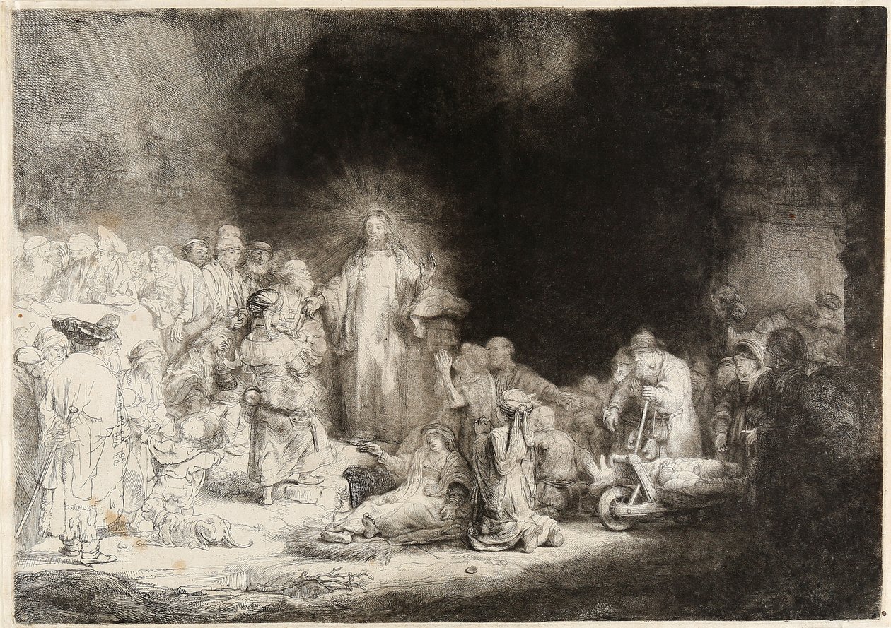 Kristus uzdravující nemocné Výtisk sto guldenů od Rembrandt van Rijn