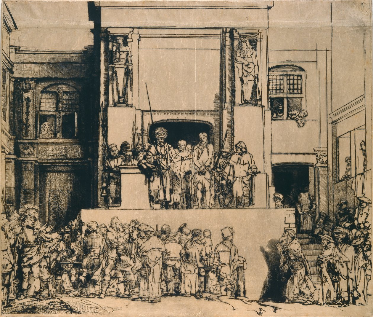 Kristus představený lidu: podlouhlá deska, 1655 od Rembrandt van Rijn