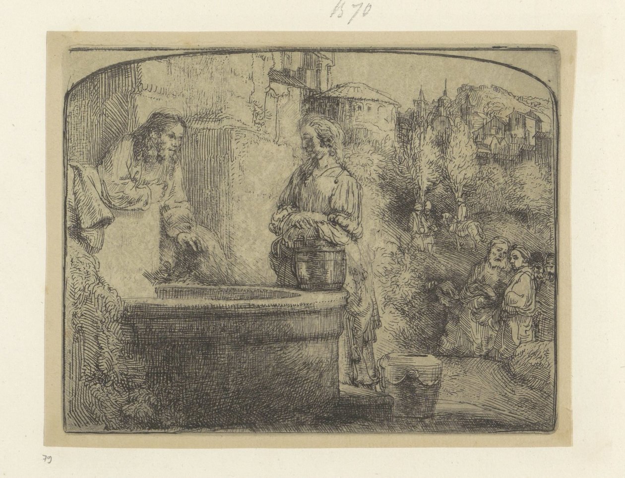 Kristus a Samaritánka Recueil de quatre-vingt-cinq estampes originales (název série) od Rembrandt van Rijn