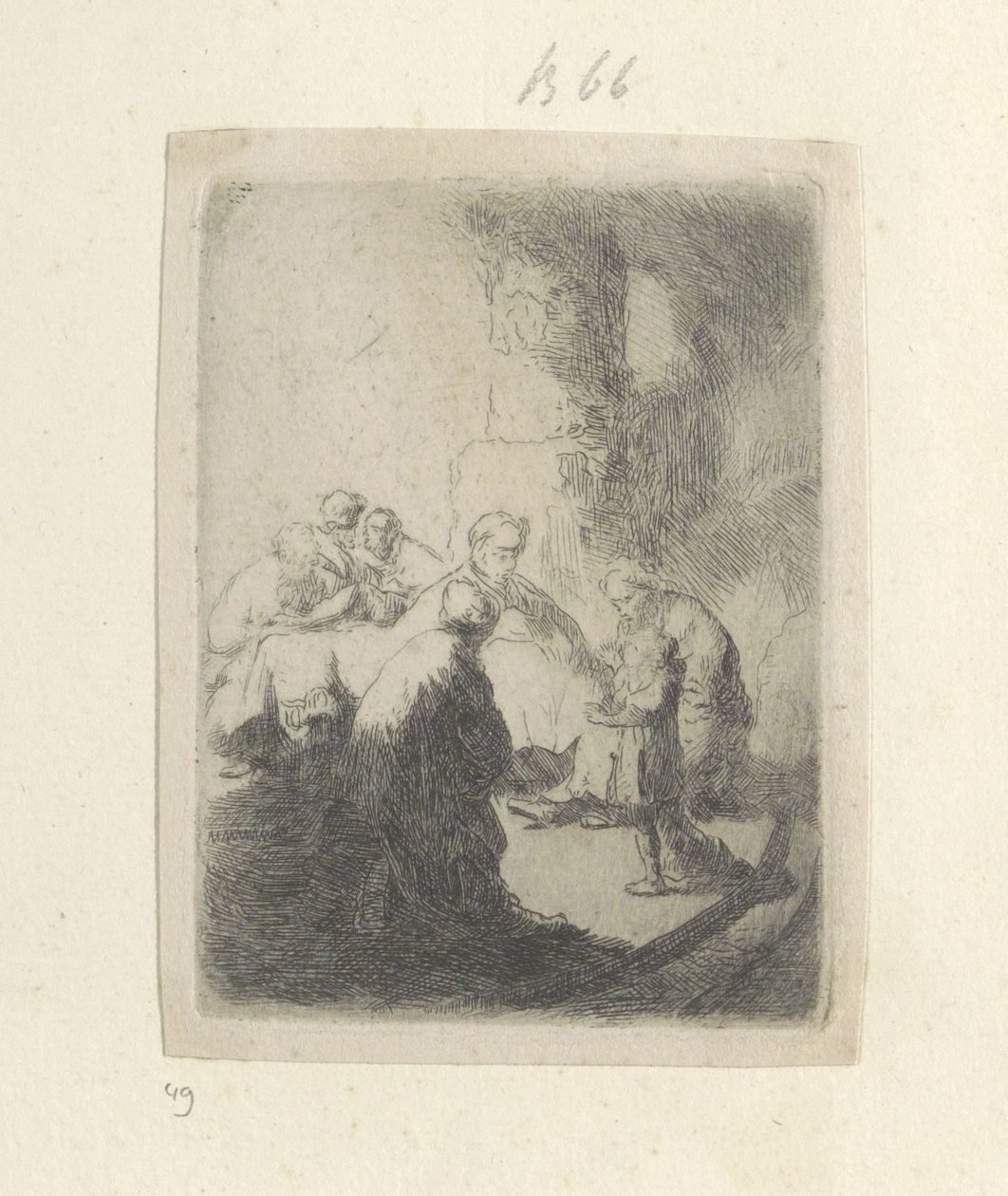 Kristus a zákoníci: Malý obrázek Recueil de quatre-vingt-cinq estampes originales (název série) od Rembrandt van Rijn