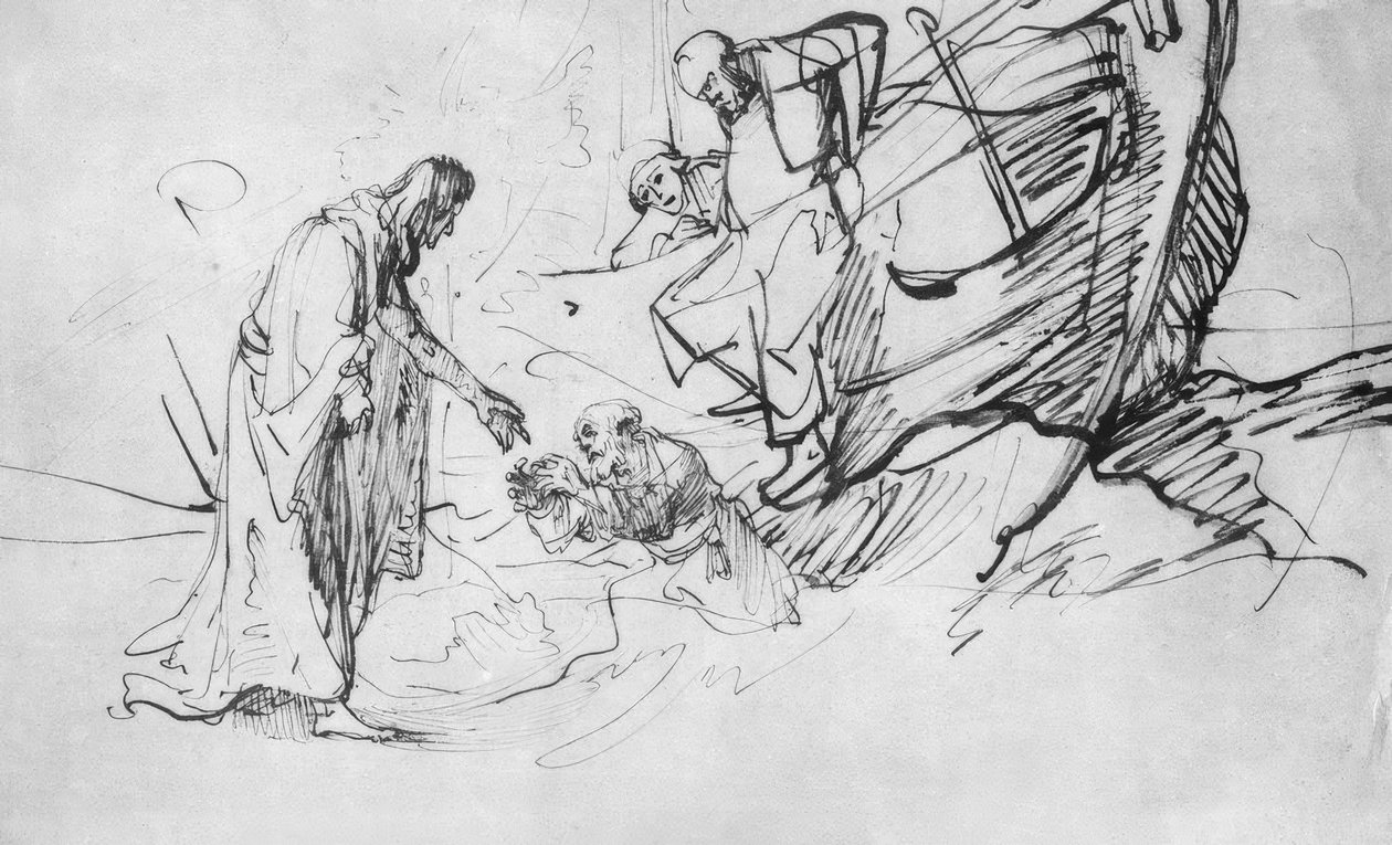 Kristus chodí po moři od Rembrandt van Rijn