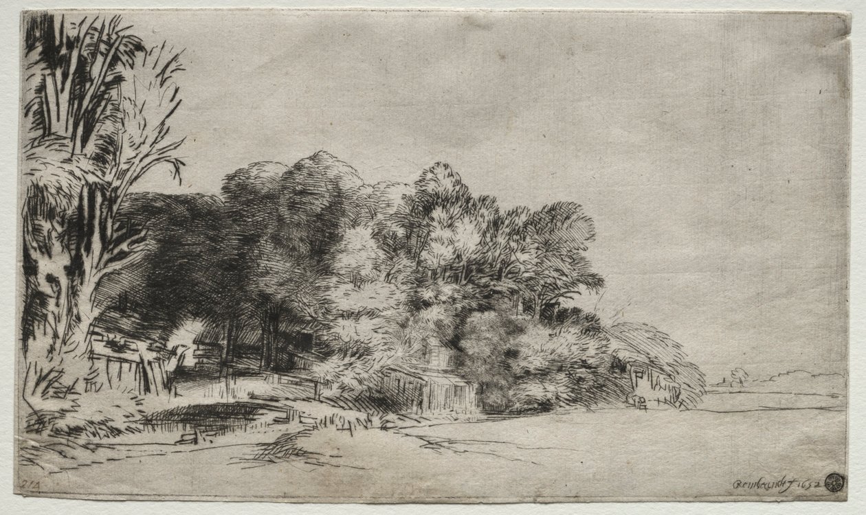 Trs stromů s výhledem, 1652. od Rembrandt van Rijn