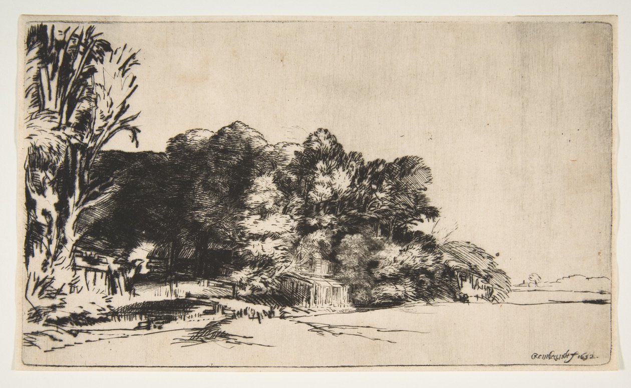 Trs stromů s výhledem, 1652. od Rembrandt van Rijn
