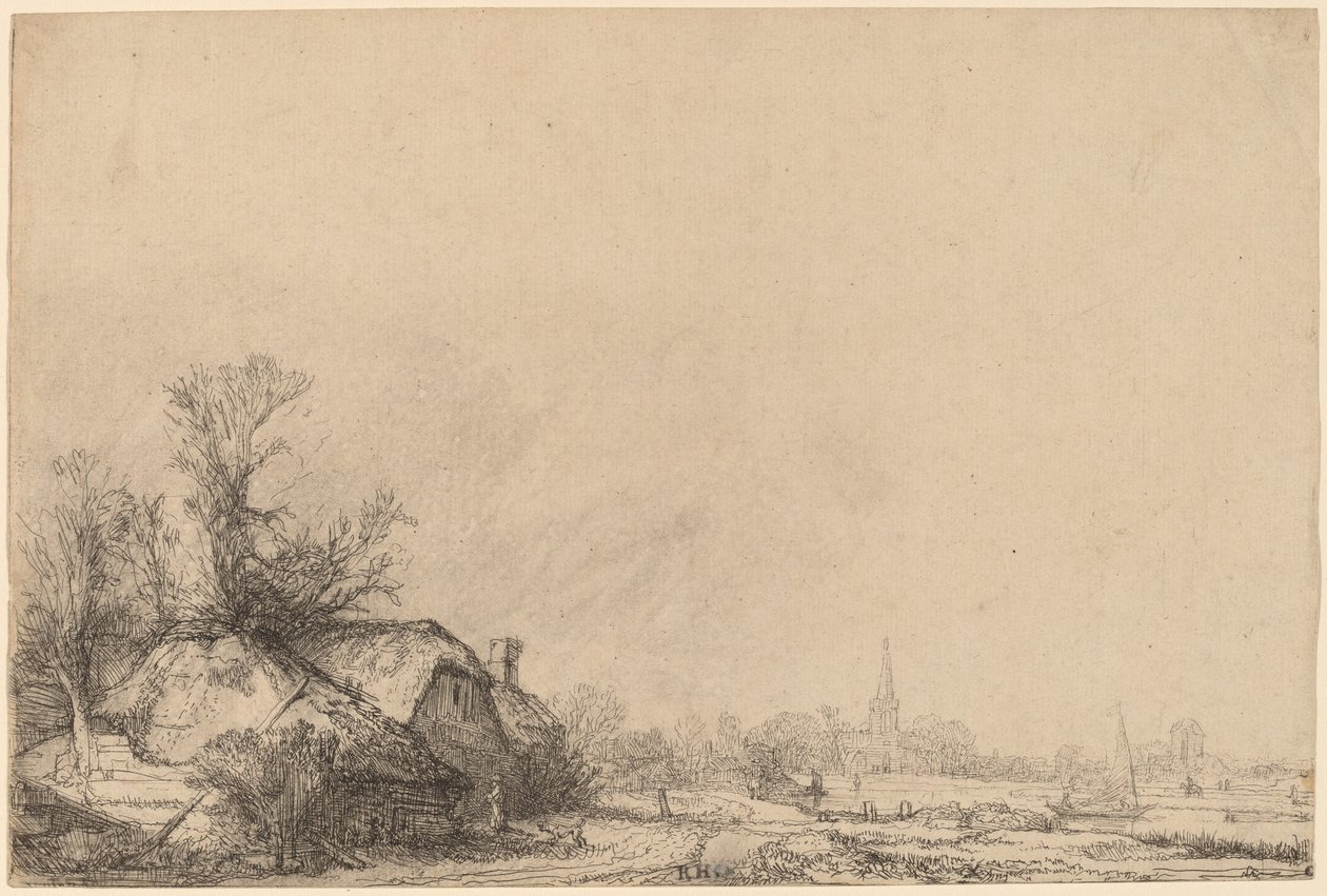 Chata u kanálu od Rembrandt van Rijn