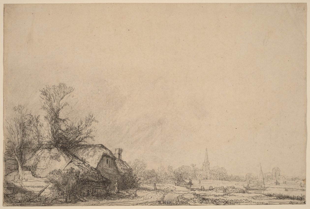 Chata u kanálu od Rembrandt van Rijn