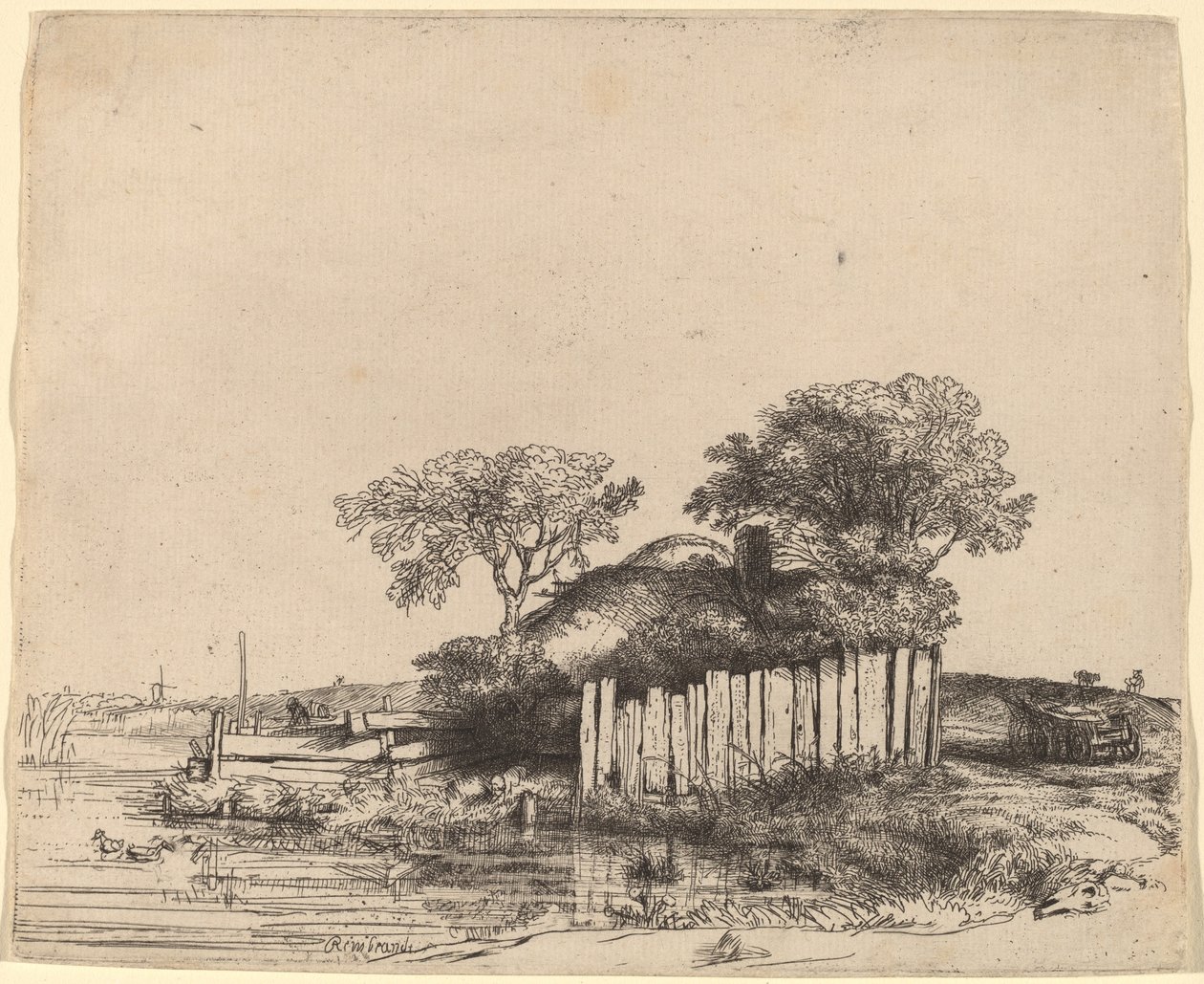 Chata s bílým obložením od Rembrandt van Rijn