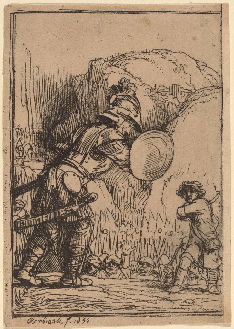 David a Goliáš od Rembrandt van Rijn