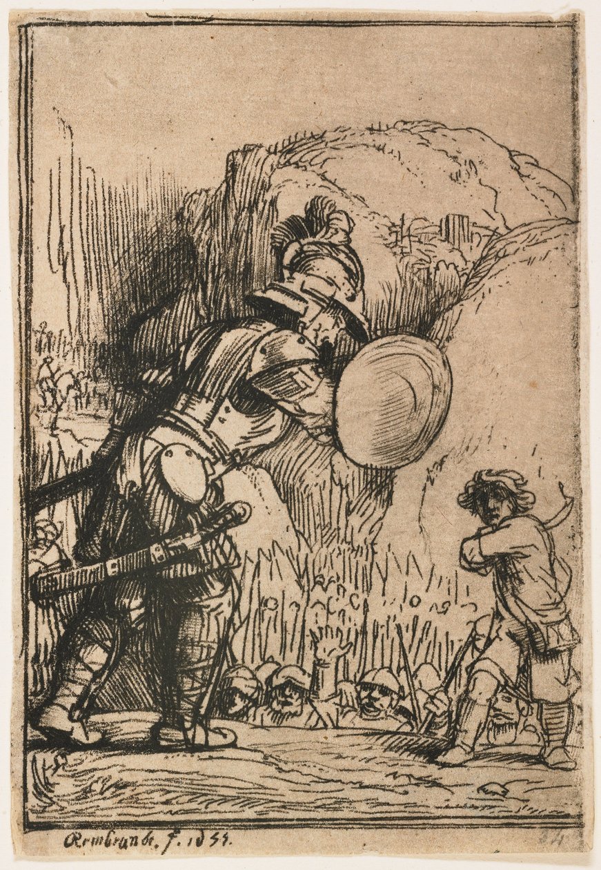 David a Goliáš od Rembrandt van Rijn