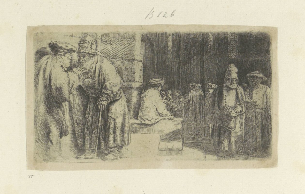 De Farizeeers v de Tempel Kolekce osmdesáti pěti původních tisků (název série) od Rembrandt van Rijn