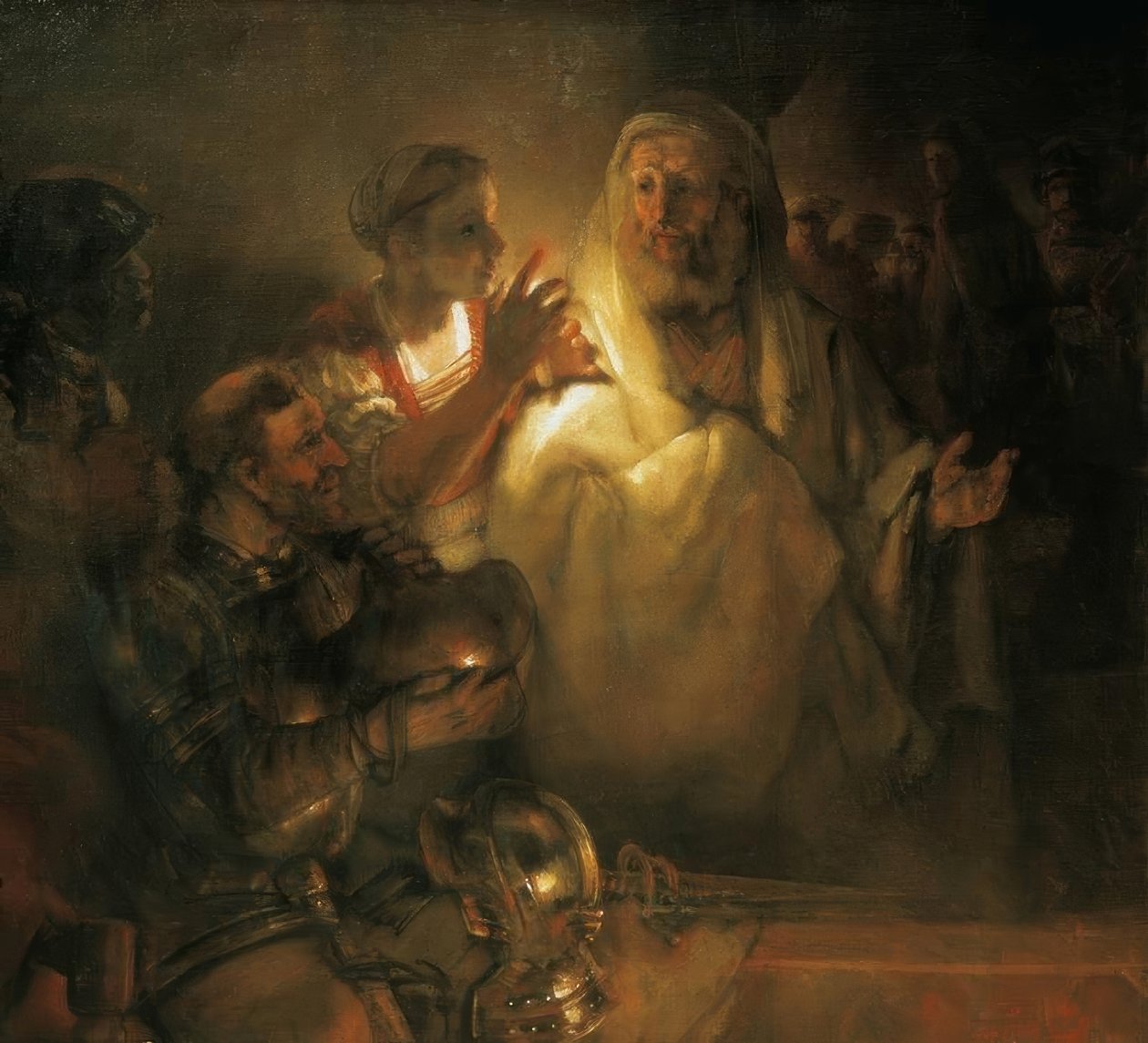 Apoštol Petr zapírá Krista od Rembrandt van Rijn