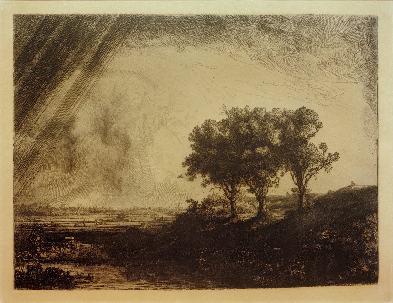 Krajina se třemi stromy od Rembrandt van Rijn