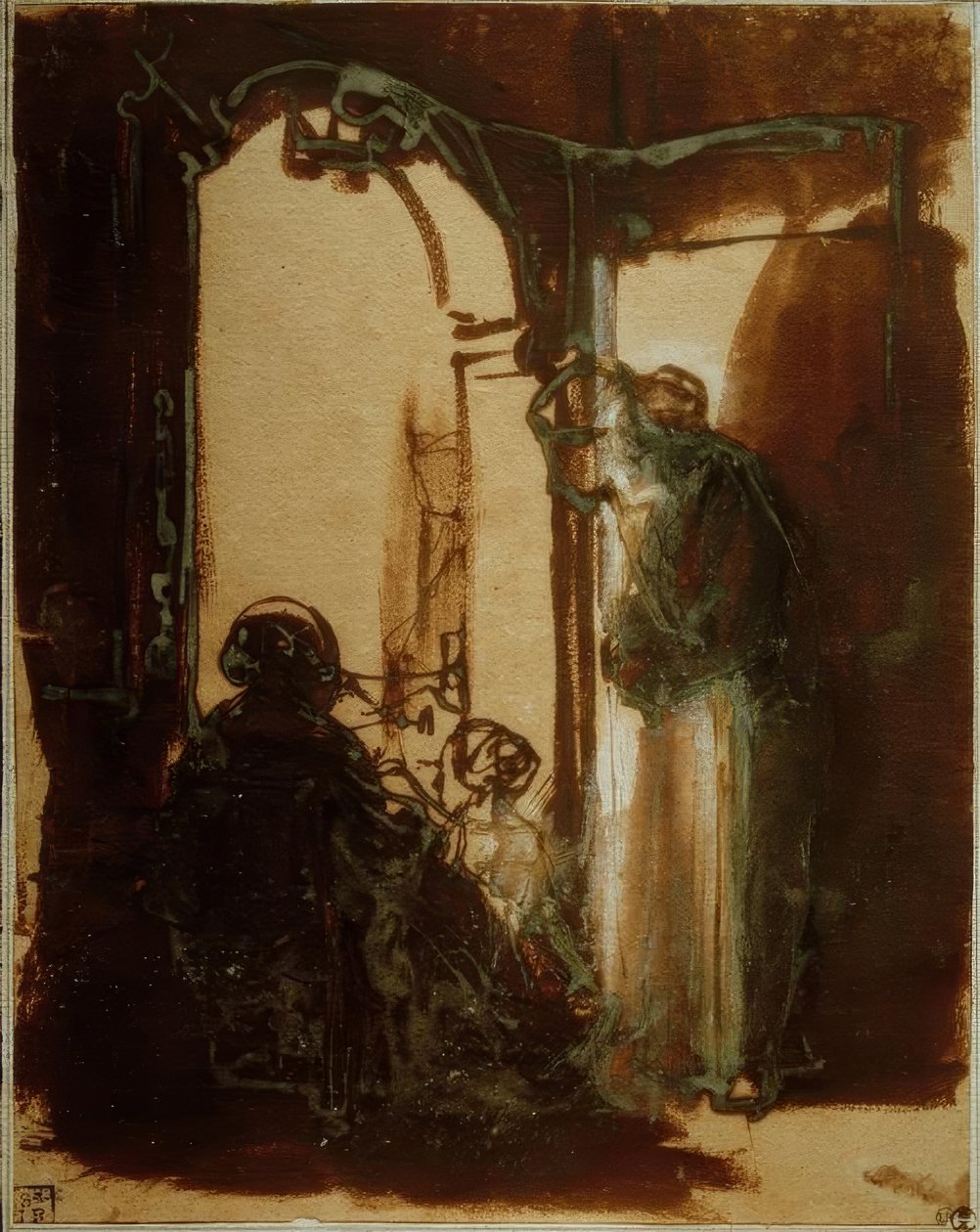 Tři ženy u dveří od Rembrandt van Rijn