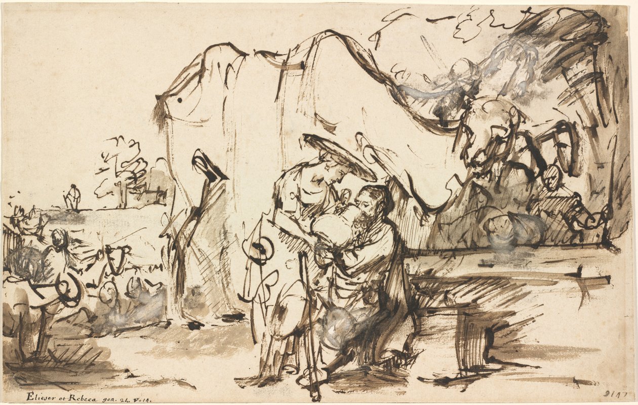 Eliezer a Rebecca u Studny od Rembrandt van Rijn