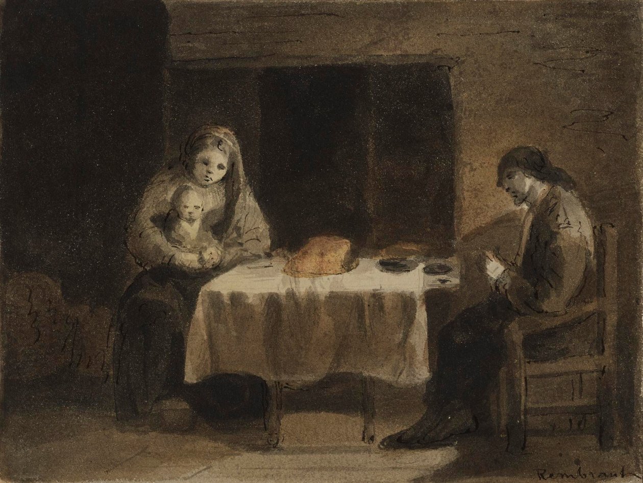 Rodina u stolu od Rembrandt van Rijn