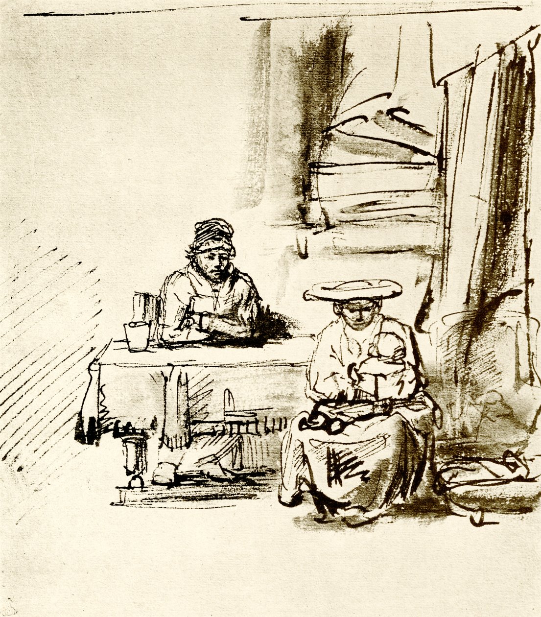 Rodinná scéna od Rembrandt van Rijn