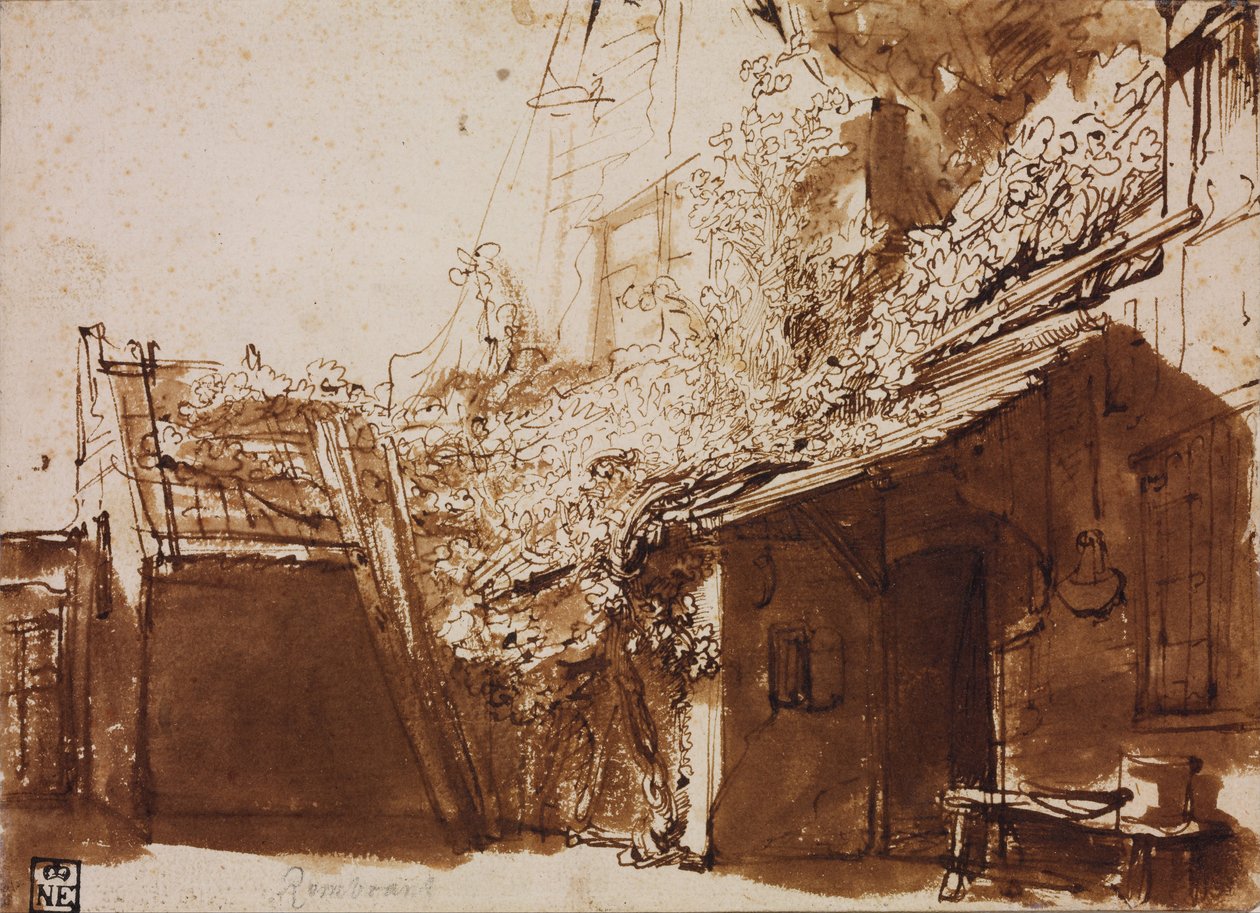 Statek ve světle a stínu od Rembrandt van Rijn