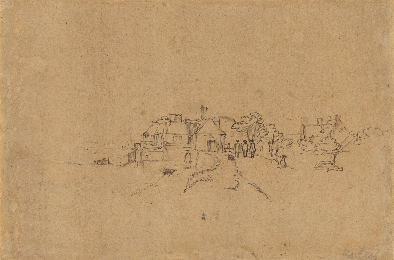 Figurky na Anthoniesdijk vjíždějící do Houtewael [verso] od Rembrandt van Rijn