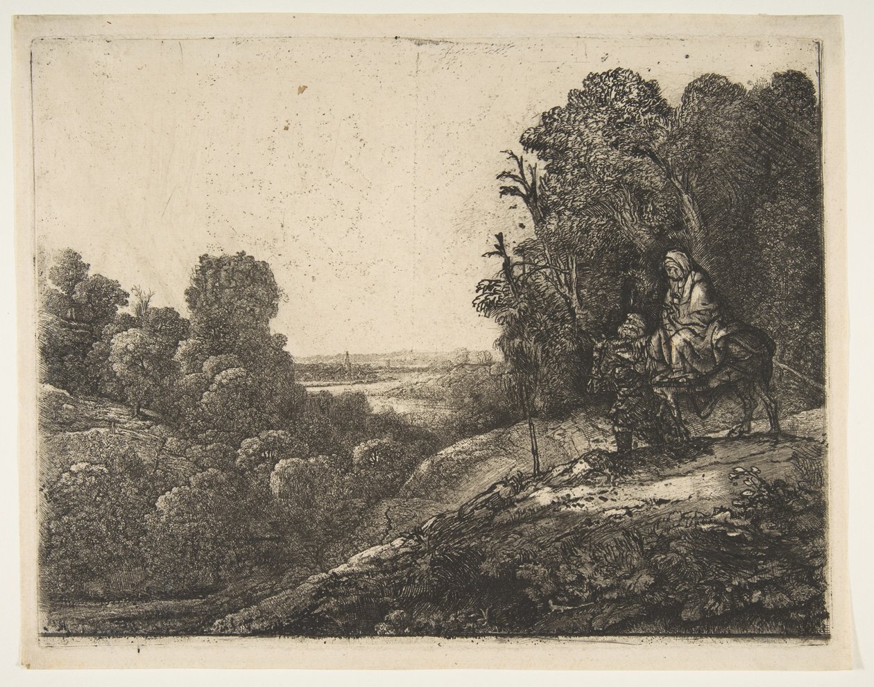 Útěk do Egypta: Změněno z Tobiáše a anděla Herculesem Segersem, ca. 1653. od Rembrandt van Rijn