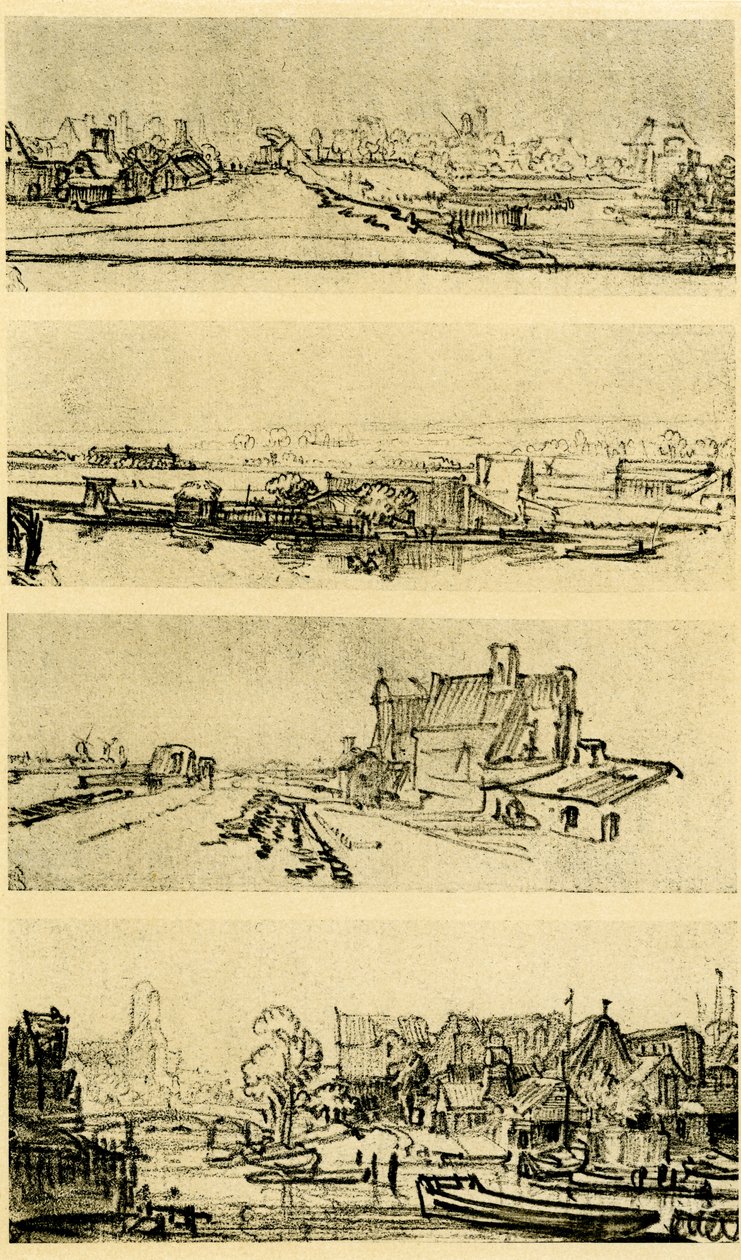 Čtyři krajinářské studie od Rembrandt van Rijn