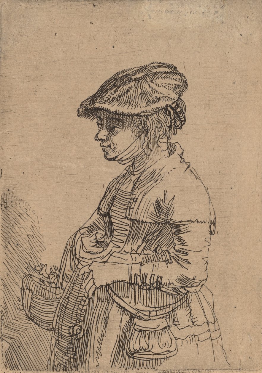 Dívka s košíkem, c. 1642. od Rembrandt van Rijn